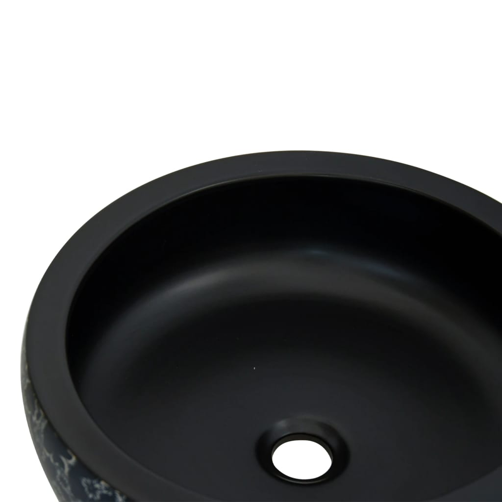 vidaXL Nadpultni umivalnik črn in moder okrogel Φ41x14 cm keramika