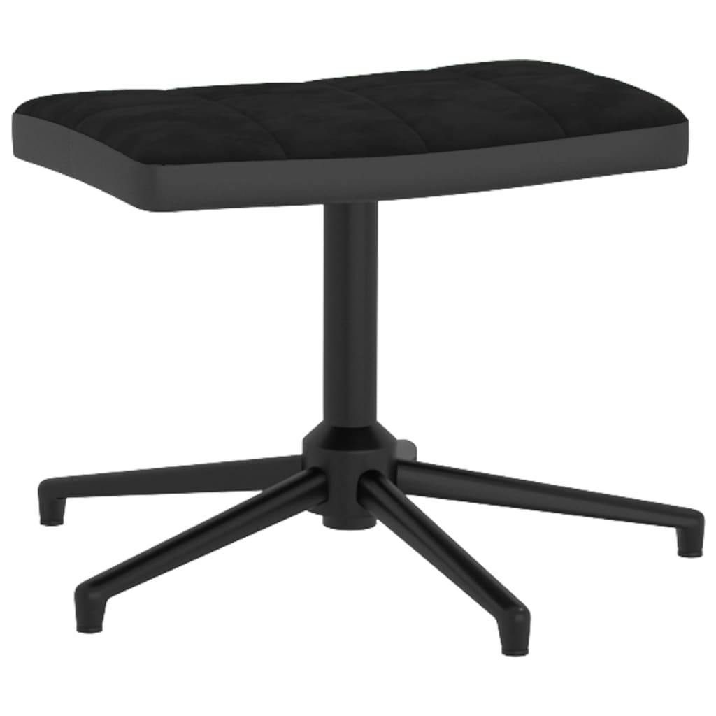 vidaXL Stol za sproščanje s stolčkom črn žamet in PVC