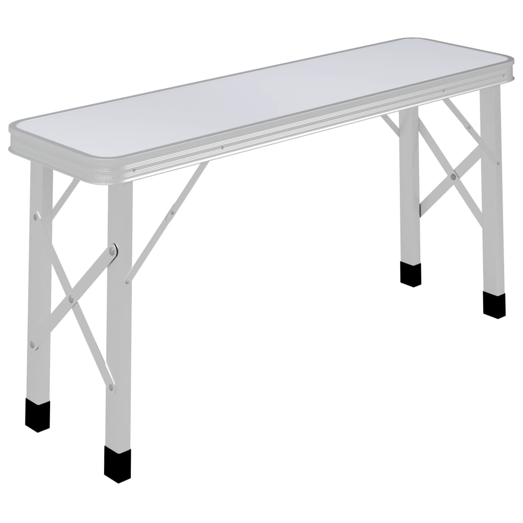 vidaXL Zložljiva kamping miza z 2 klopema aluminij bele barve
