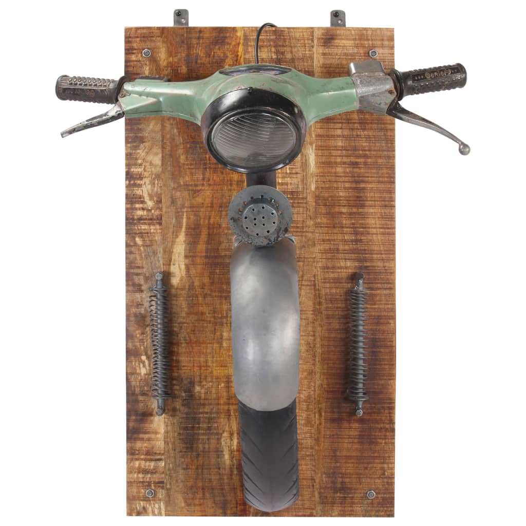 vidaXL Stenska svetilka v obliki skuterja železo in trden mangov les