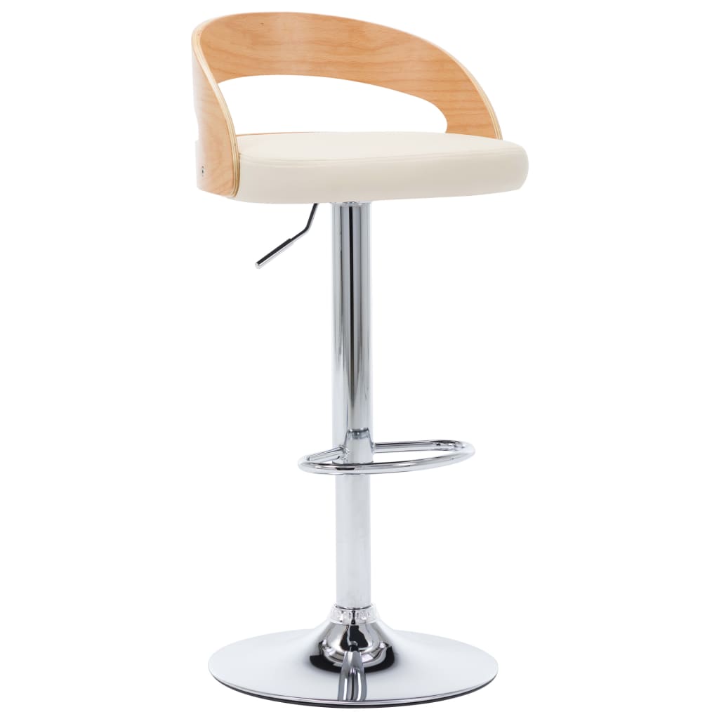 vidaXL Barski stolčki 2 kosa krem umetno usnje in ukrivljen les