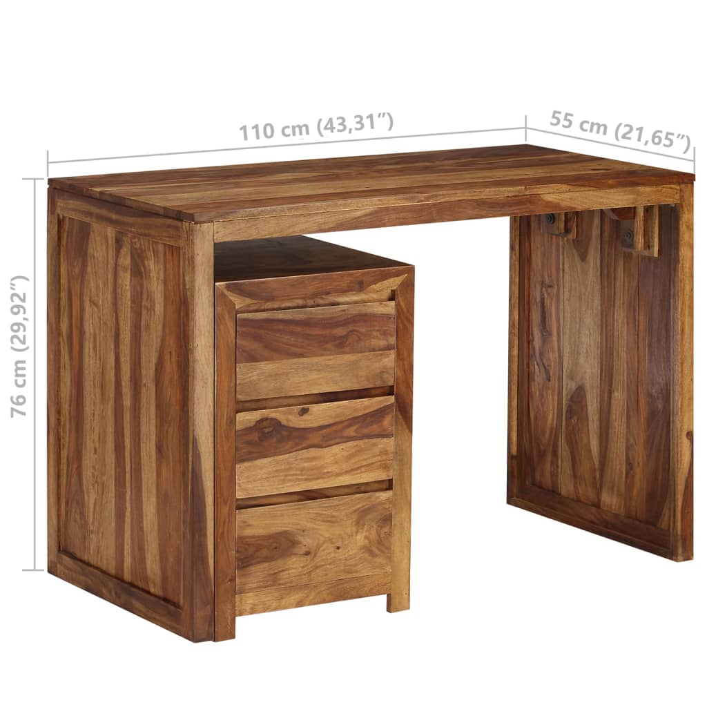 vidaXL Pisalna miza iz trdnega palisandra 110x55x76 cm