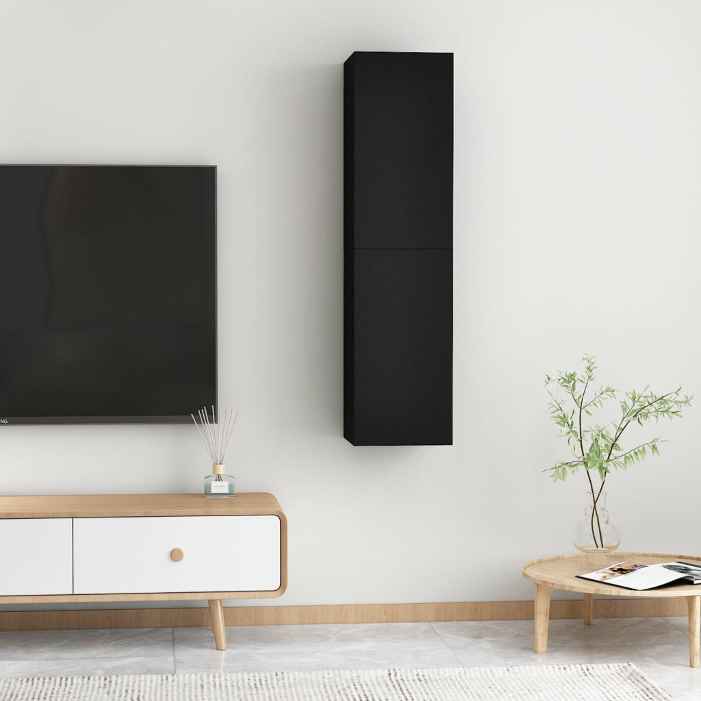 vidaXL TV omarica 2 kosa črna 30,5x30x60 cm iverna plošča