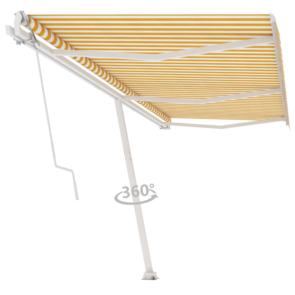 vidaXL Prostostoječa avtomatska tenda 600x300 cm rumena/bela