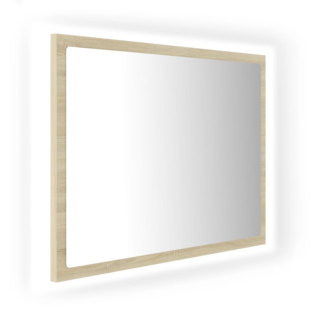 vidaXL LED kopalniško ogledalo sonoma hrast 60x8,5x37 cm akril