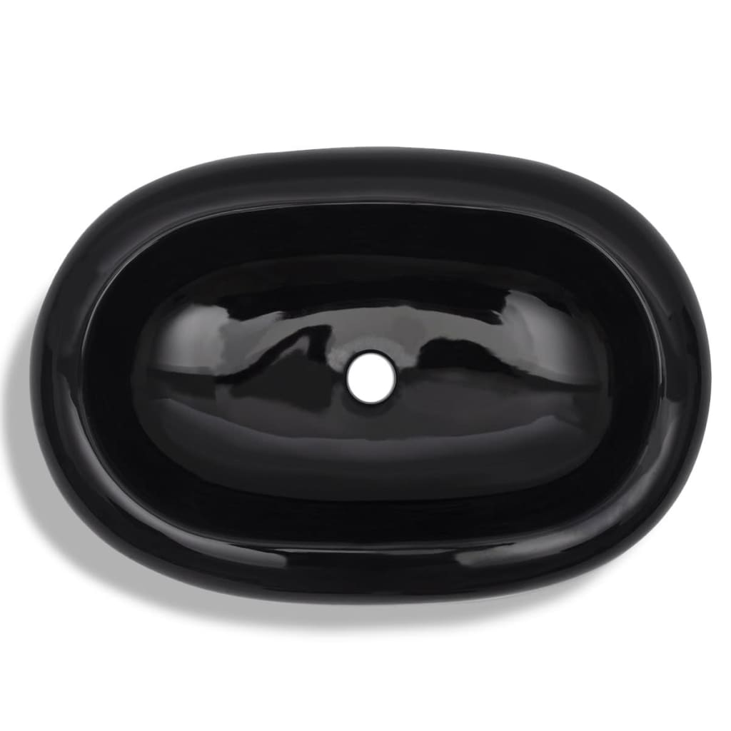 Keramični Kopalniški Umivalnik Črn Ovalen