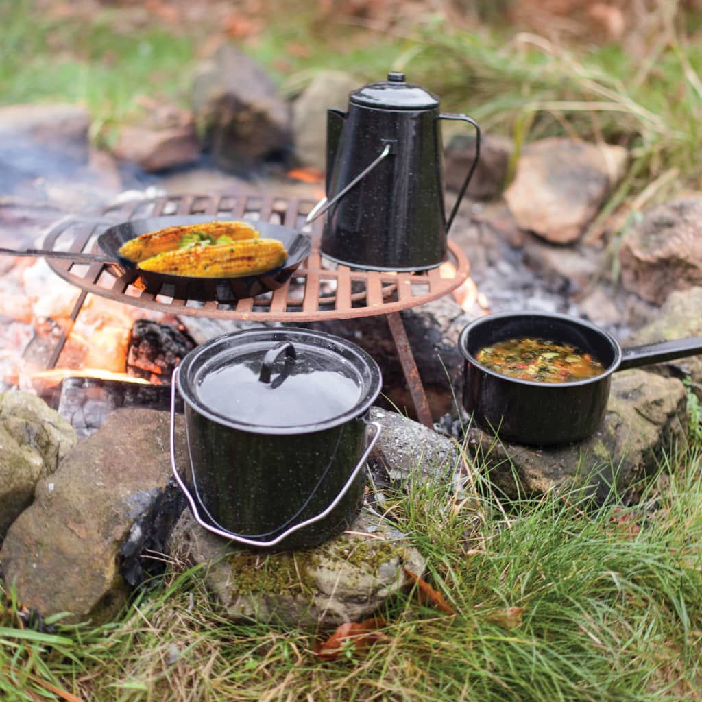 Esschert Design 4-delni komplet posode za kuhanje na ognju črn FF215