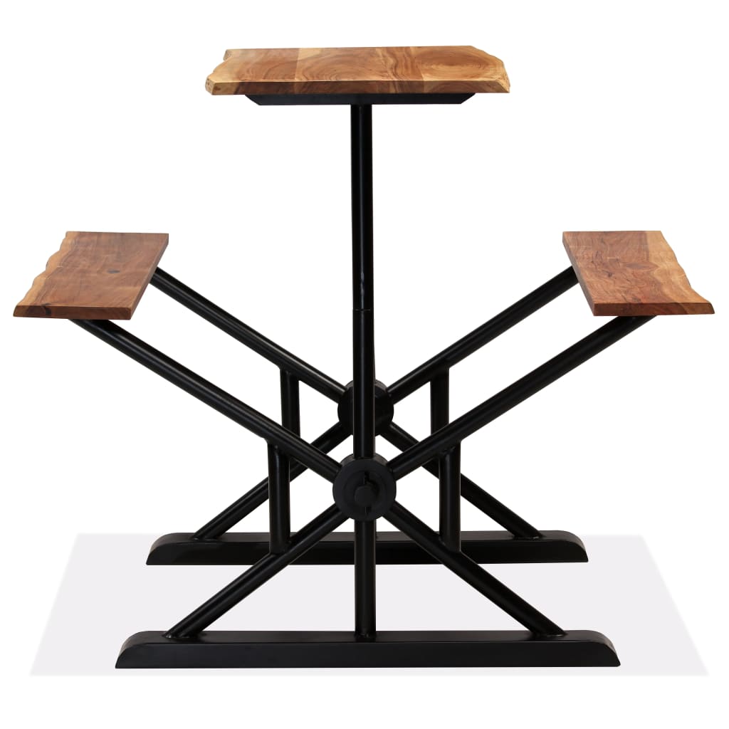 vidaXL Barska miza s klopema trden akacijev les 80x50x107 cm