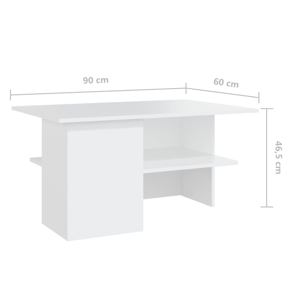 vidaXL Klubska mizica bela 90x60x46,5 cm iverna plošča