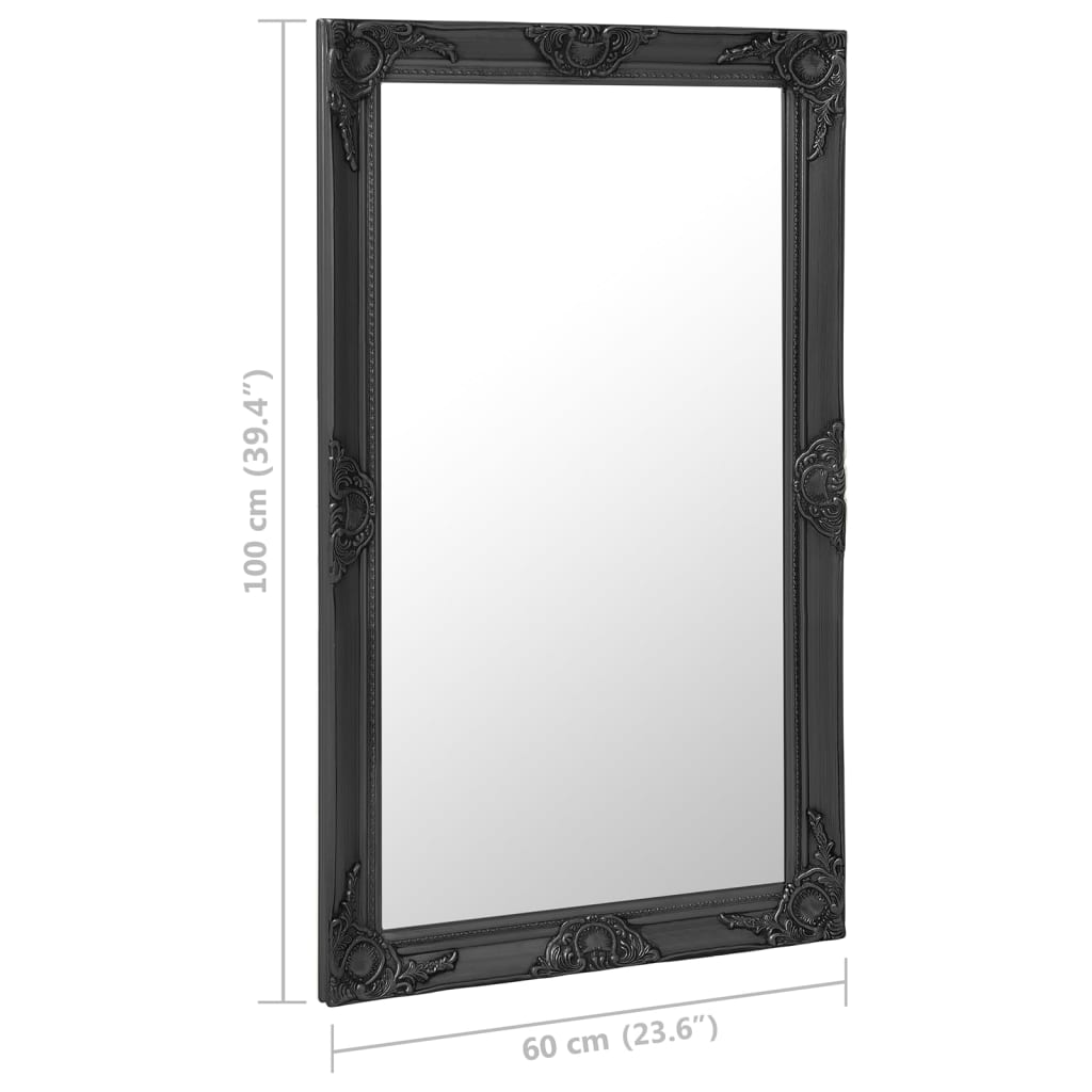 vidaXL Stensko ogledalo v baročnem stilu 60x100 cm črno
