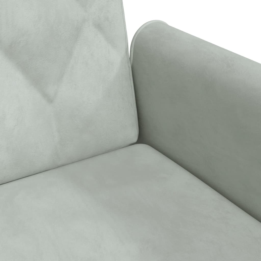 vidaXL Kavč dvosed z blazinami in stolčkom za noge svetlo siv žamet