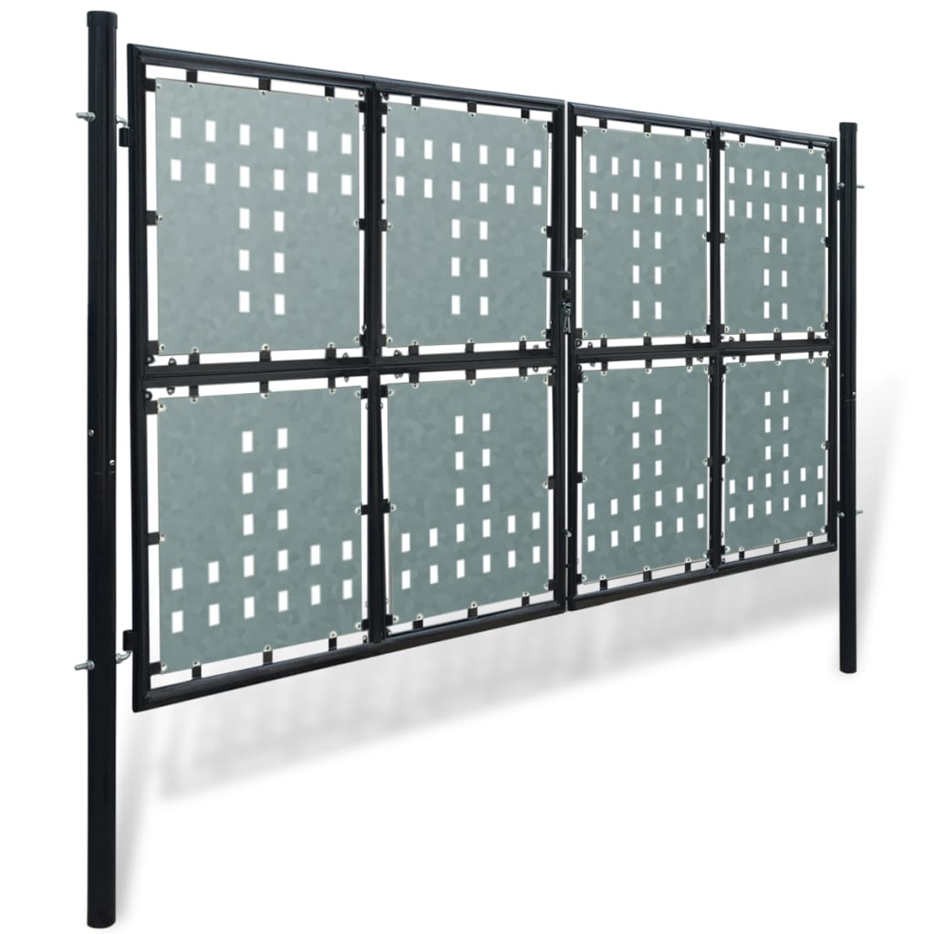 vidaXL Enojna ograjna vrata 300x225 cm črna