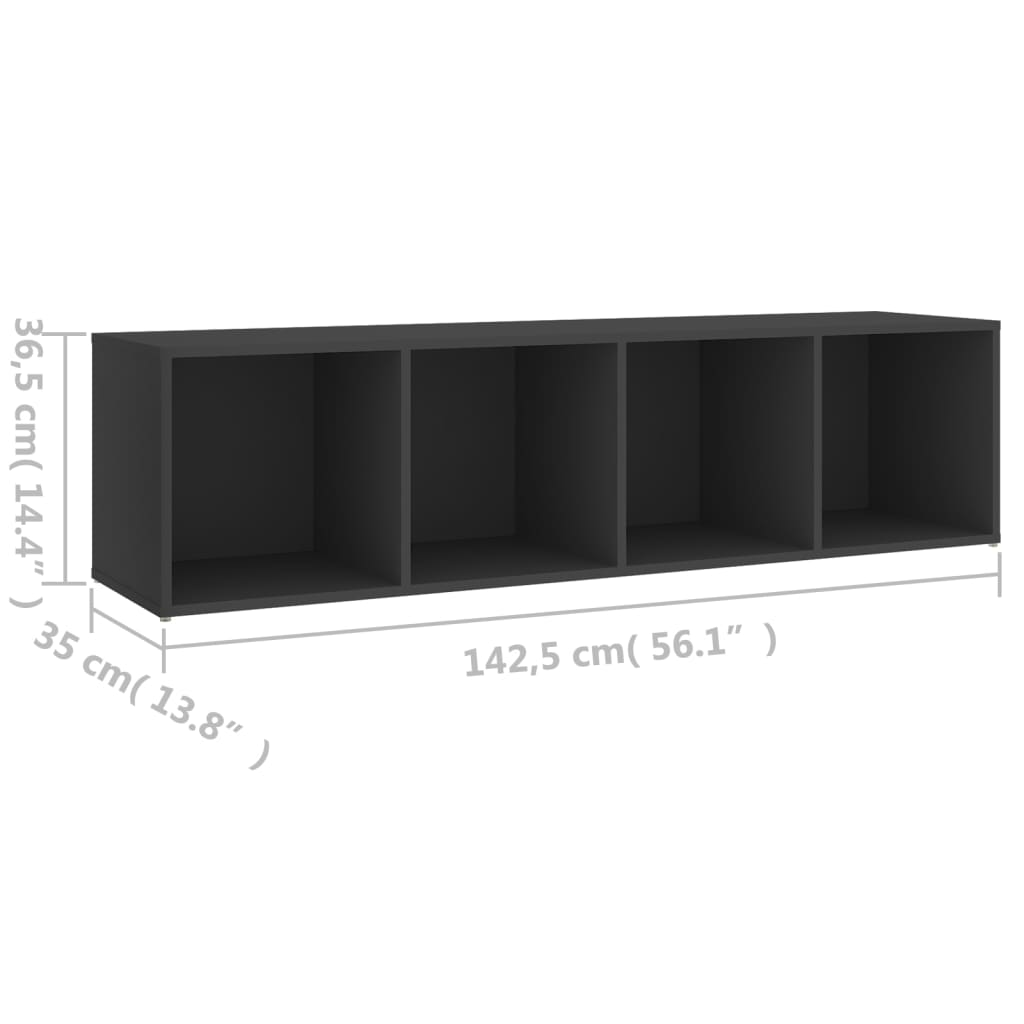 vidaXL TV omarica siva 142,5x35x36,5 cm iverna plošča