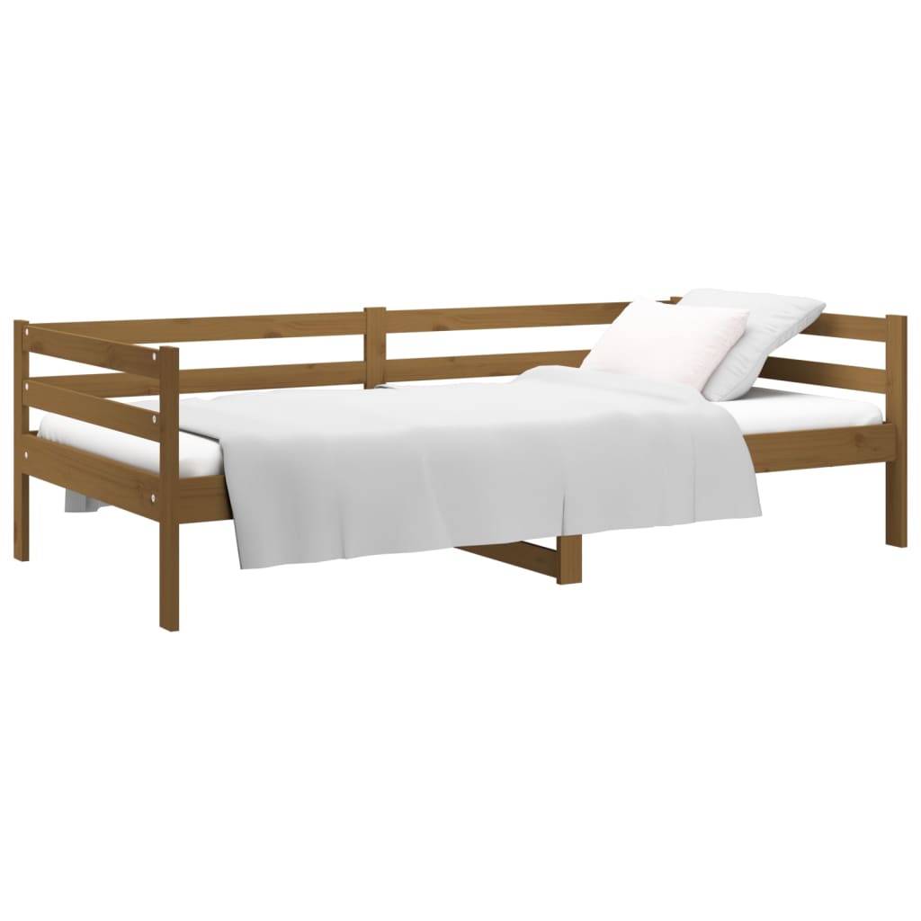 vidaXL Dnevna postelja medeno rjava 90x190 cm trdna borovina