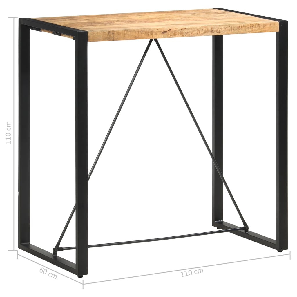 vidaXL Barska miza 110x60x110 cm iz trdnega mangovega lesa