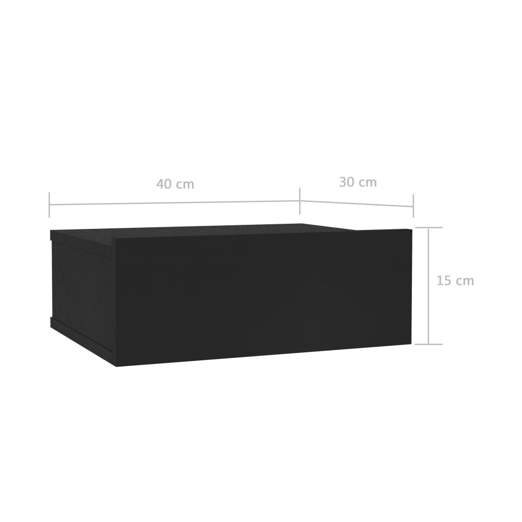 vidaXL Stenska nočna omarica črna 40x30x15 cm iverna plošča