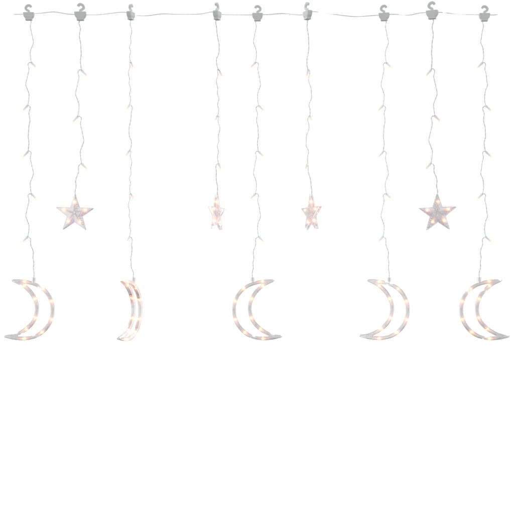 vidaXL Okrasne lučke zvezde in lune z daljincem 138 LED toplo bele
