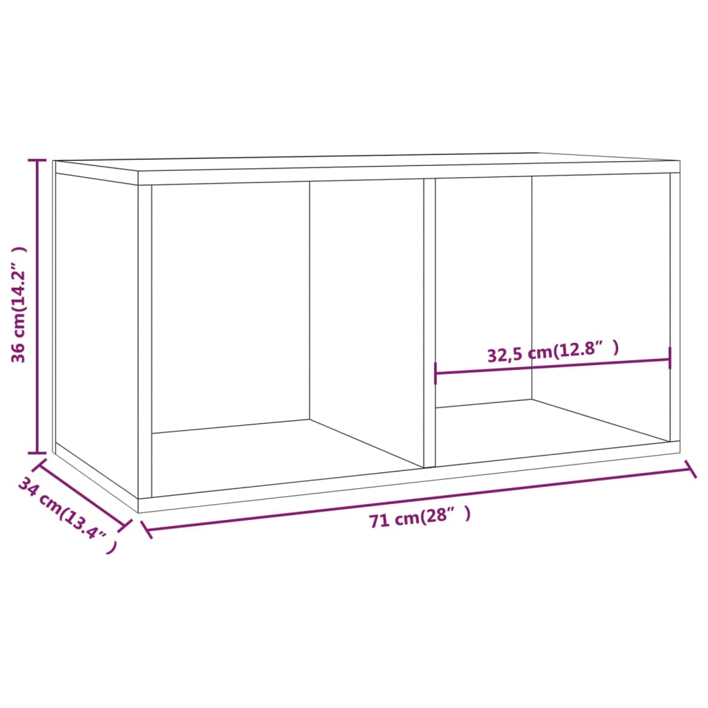 vidaXL Škatla za shranjevanje plošč siva 71x34x36 cm konstruiran les