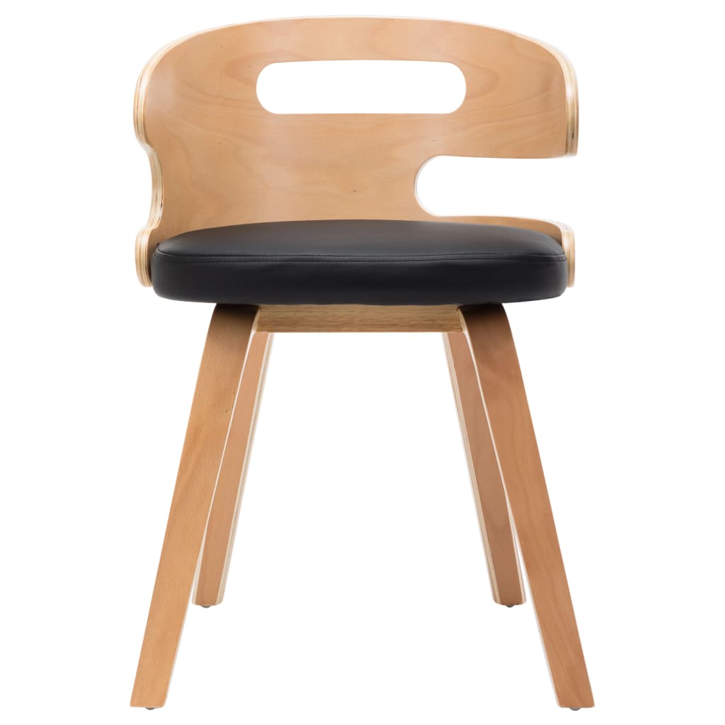 vidaXL Jedilni stoli 2 kosa ukrivljen les in črno umetno usnje
