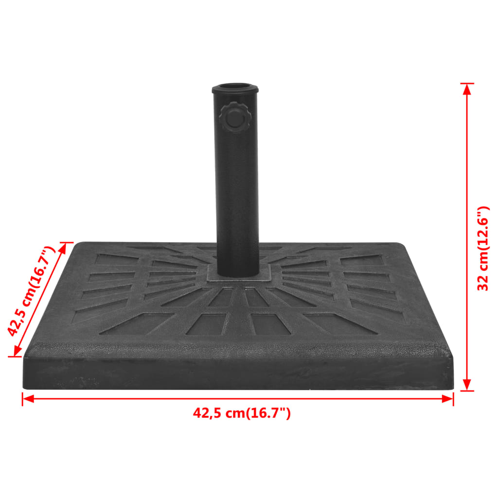 vidaXL Podstavek za senčnik kvadraten črne barve 12 kg