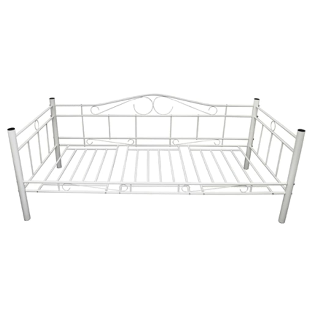 vidaXL Dnevna postelja z vzmetnico bela kovinska 90x200 cm