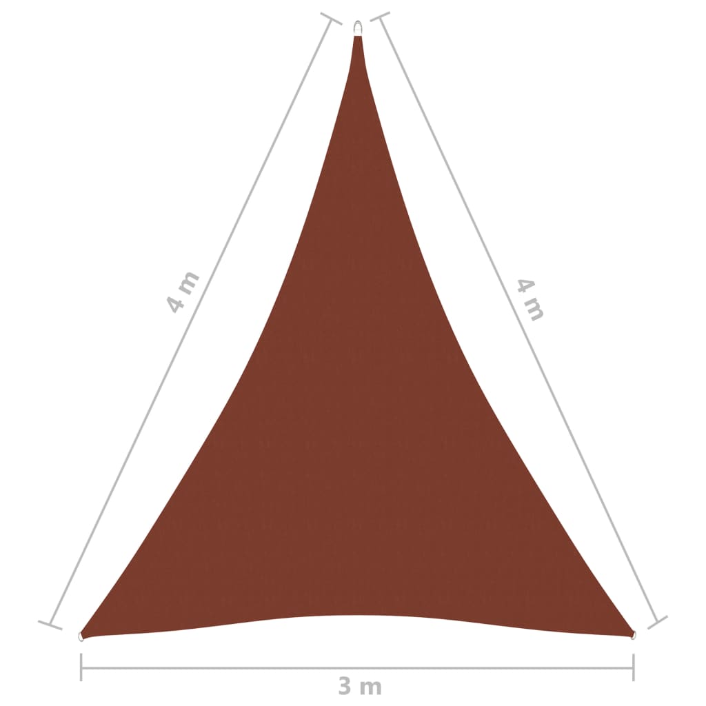 vidaXL Senčno jadro oksford blago trikotno 3x4x4 m terakota