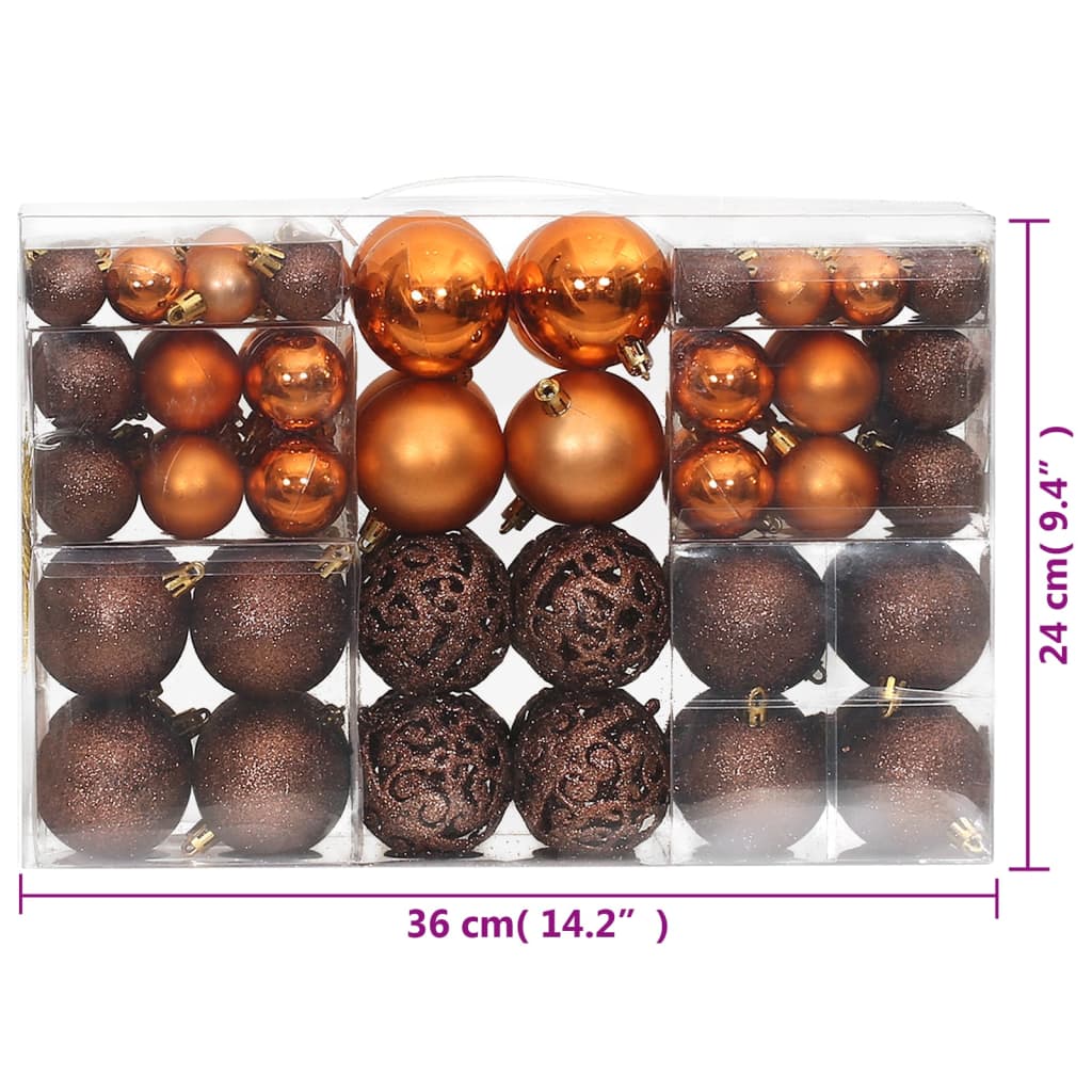 vidaXL Božične bunkice 100 kosov rjave 3 / 4 / 6 cm
