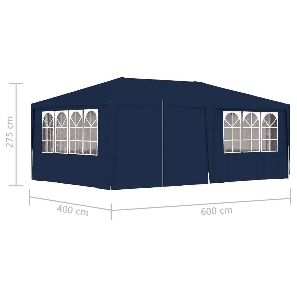 vidaXL Profesionalen vrtni šotor s stranicami 4x6 m moder 90 g/m²