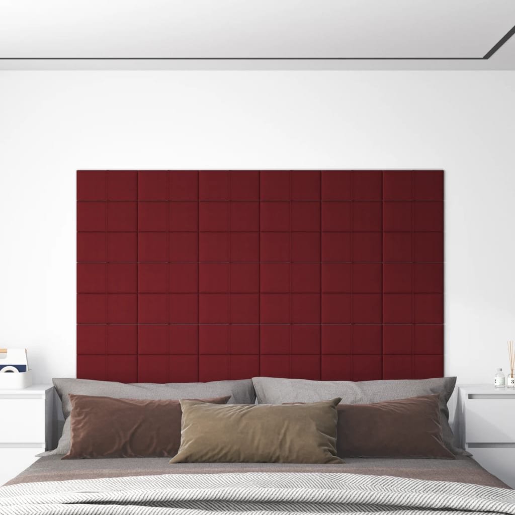 vidaXL Stenski paneli 12 kosov vinsko rdeči 30x15 cm blago 0,54 m²