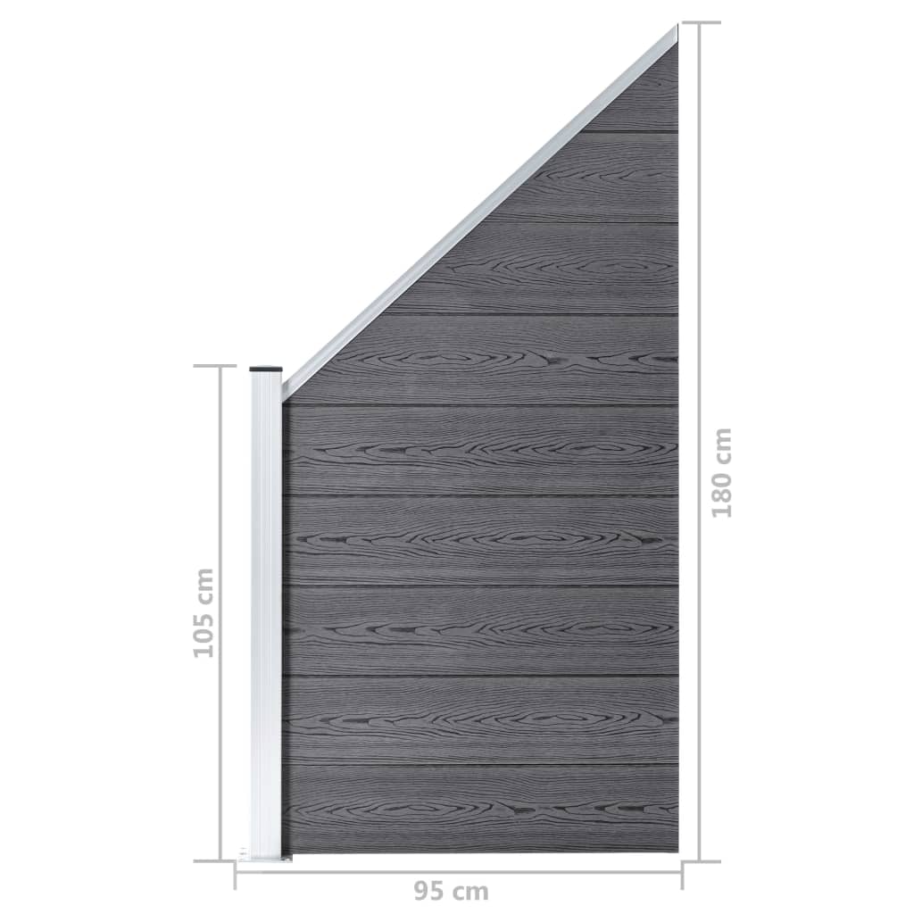 vidaXL WPC ograjni paneli 5 kvadratnih + 1 poševni 965x186 cm sivi