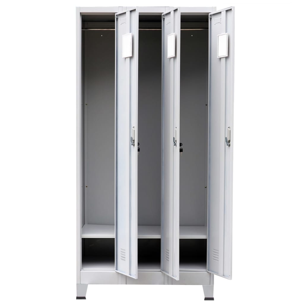 vidaXL Garderobna omara s 3 vrati jeklo 90x45x180cm siva