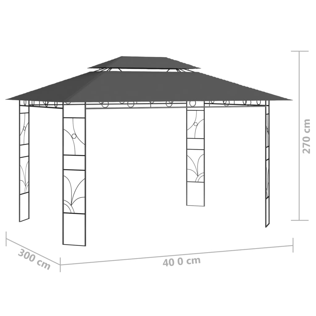 vidaXL Paviljon 4x3x2,7 m antraciten 160 g/m²