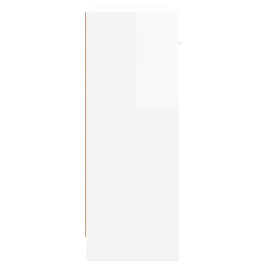 vidaXL Komoda visok sijaj bela 91x28x75 cm inženirski les