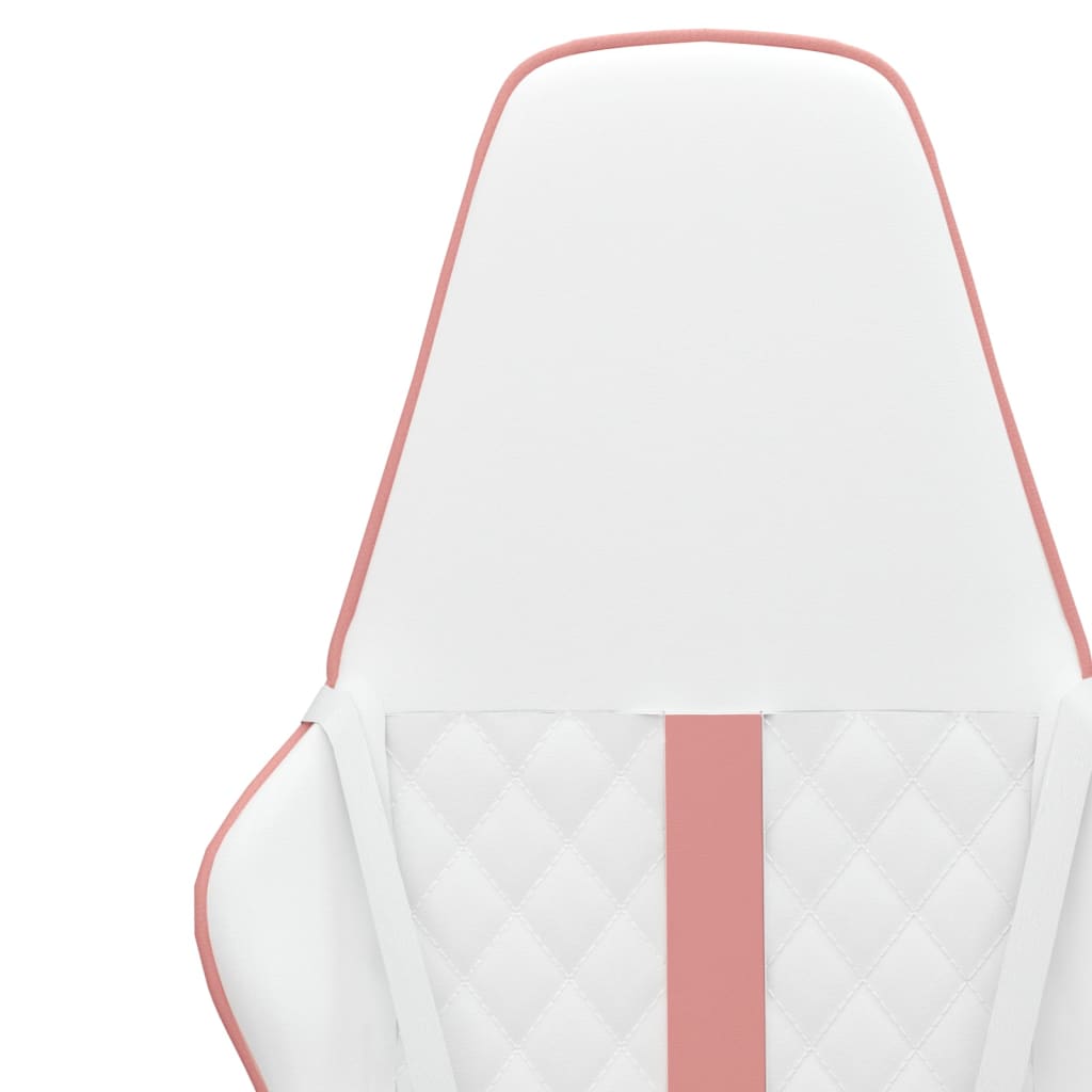 vidaXL Gaming stol belo in roza umetno usnje