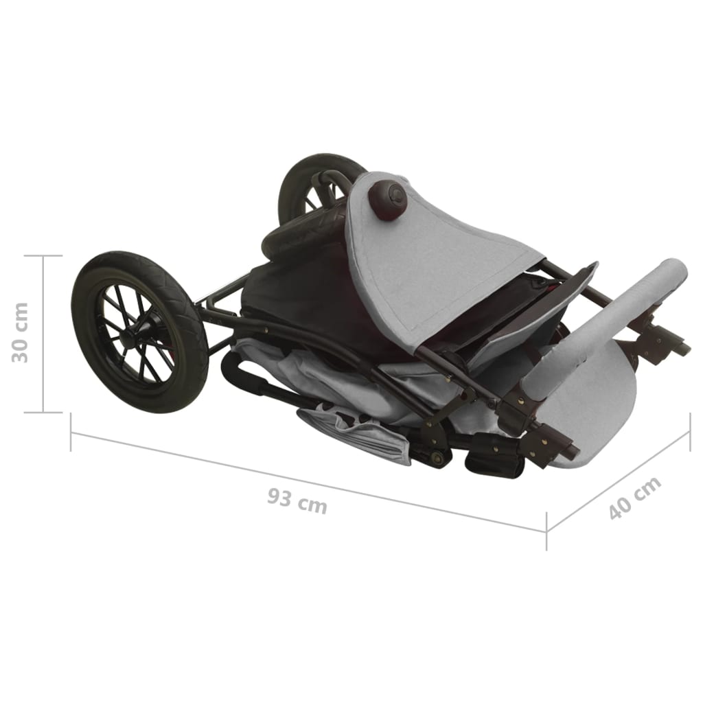 vidaXL Otroški voziček svetlo siv jeklen