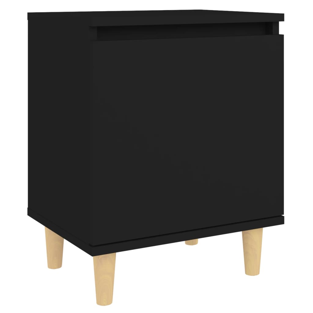 vidaXL Nočna omarica s trdnimi lesenimi nogami črna 40x30x50 cm