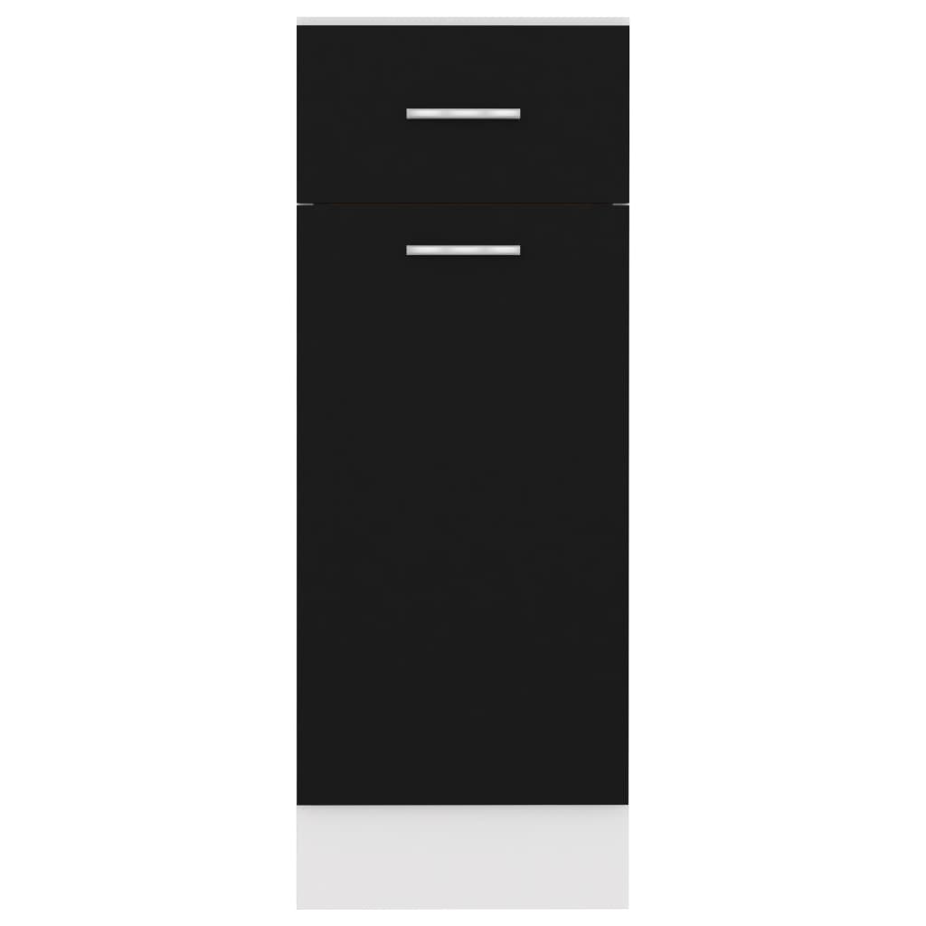 vidaXL Spodnja omarica s predalom črna 30x46x81,5 cm iverna plošča