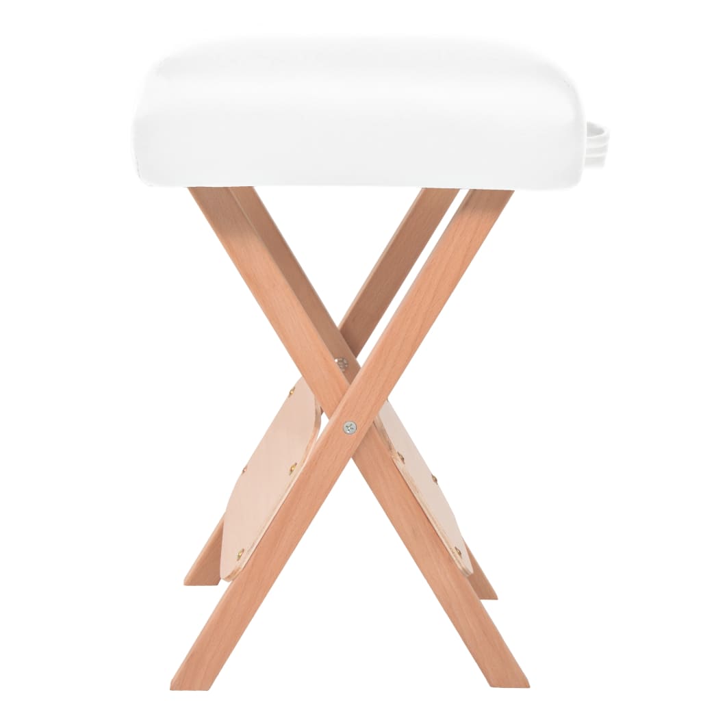 vidaXL Zložljiv masažni stolček z 12 cm debelim sedežem bel