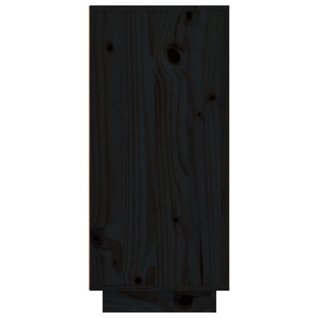 vidaXL Komoda črna 111x34x75 cm trdna borovina