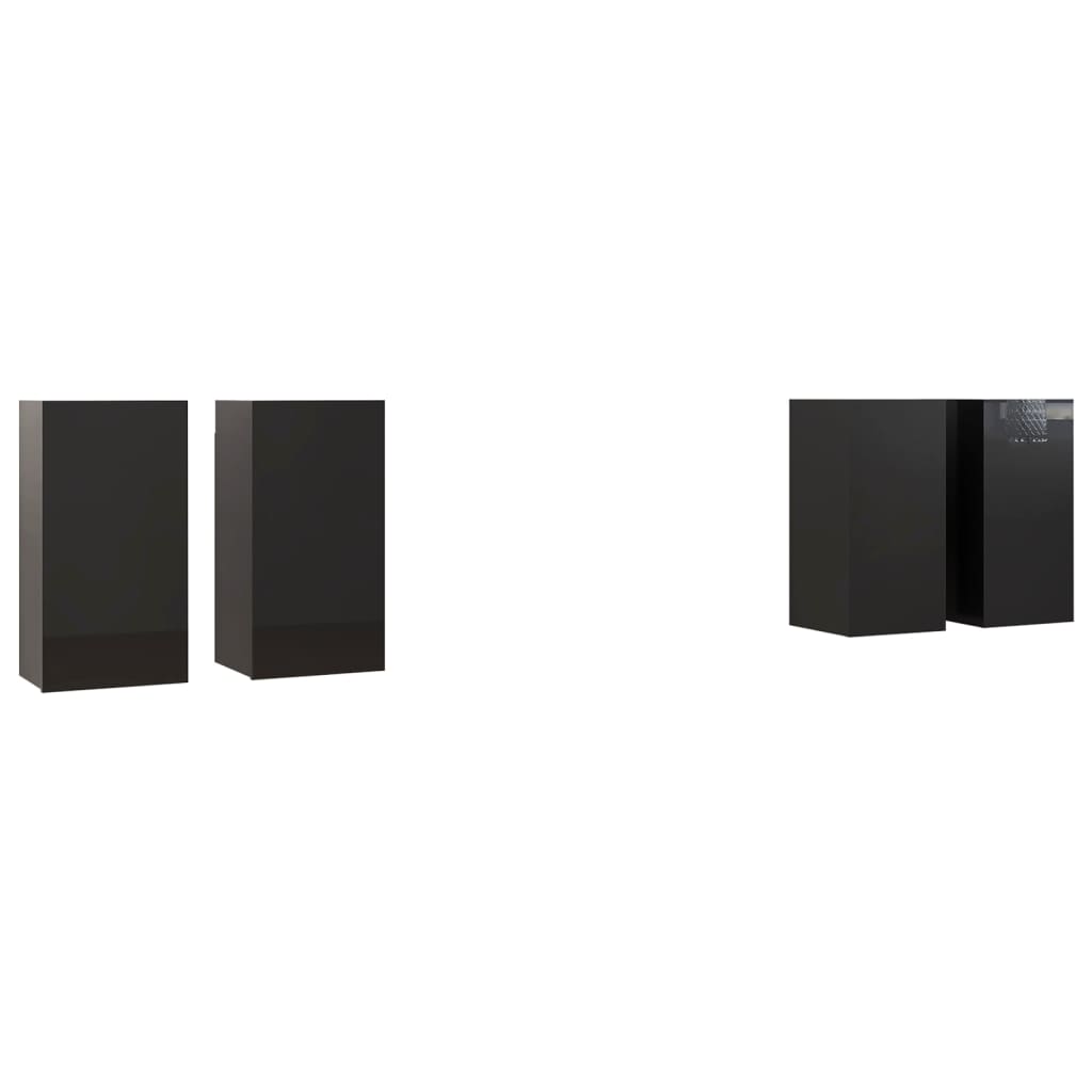 vidaXL TV omarice 4 kosi visok sijaj črne 30,5x30x60 cm iverna plošča