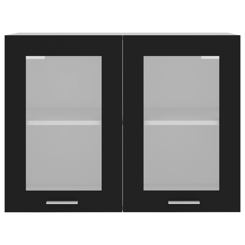 vidaXL Viseča steklena omarica črna 80x31x60 cm iverna plošča