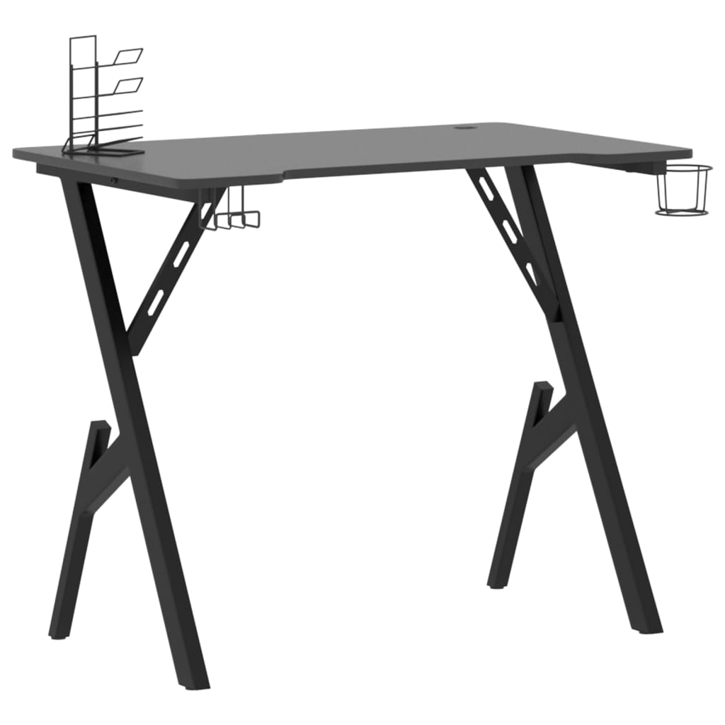 vidaXL Gaming miza z nogami Y-oblike črna 90x60x75 cm