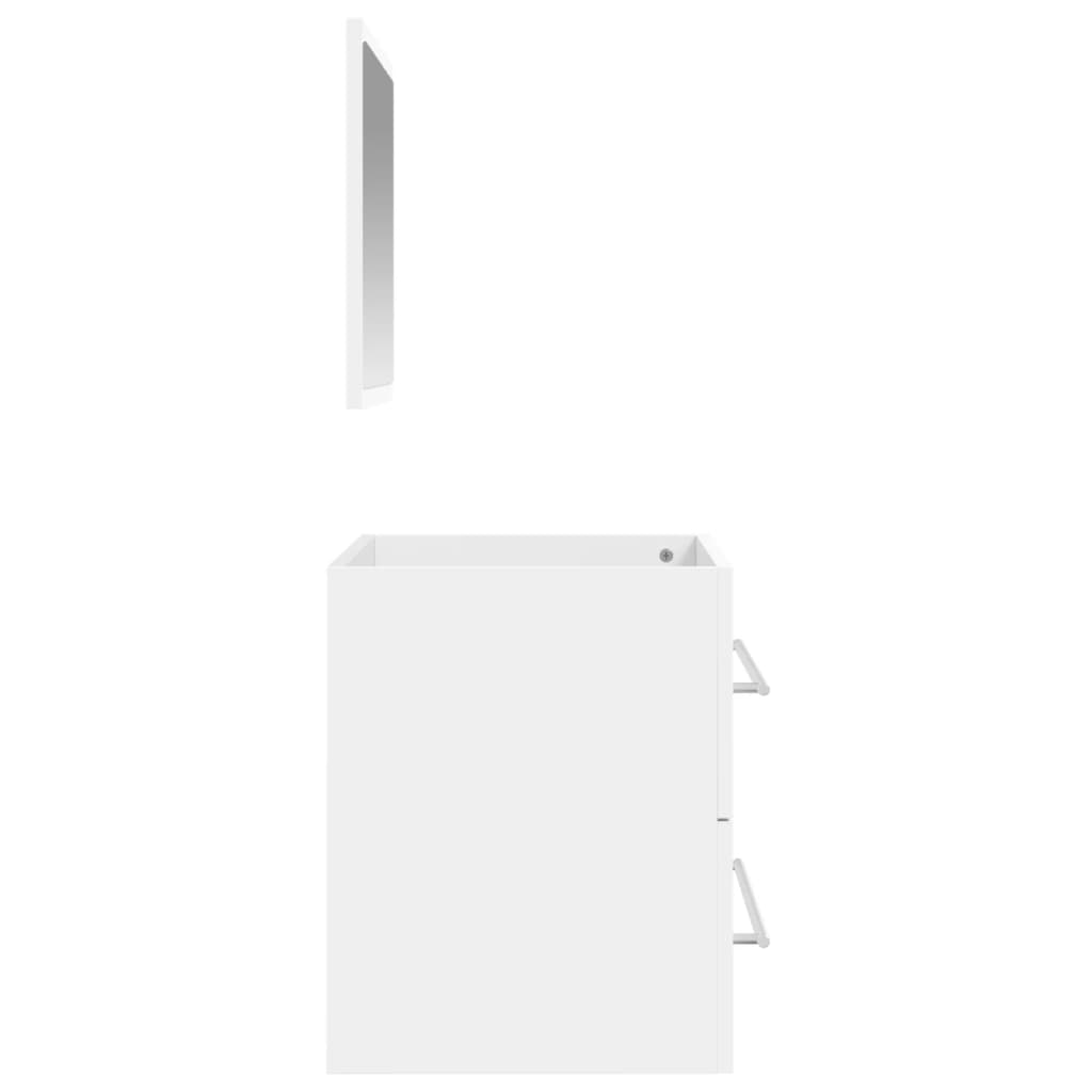 vidaXL Kopalniška omarica z ogledalom bela inženirski les