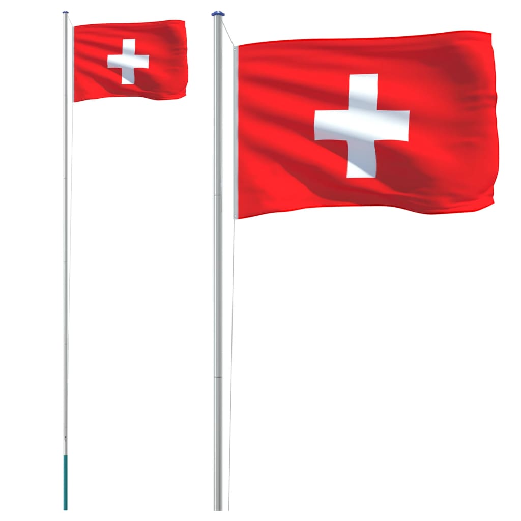 vidaXL Zastava Švice in drog 6,23 m aluminij