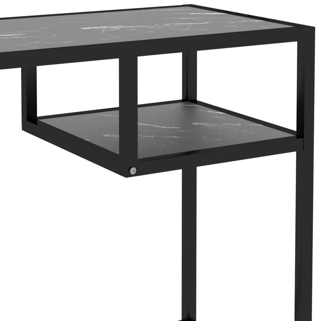 vidaXL Računalniška miza črn marmor 100x36x74 cm kaljeno steklo