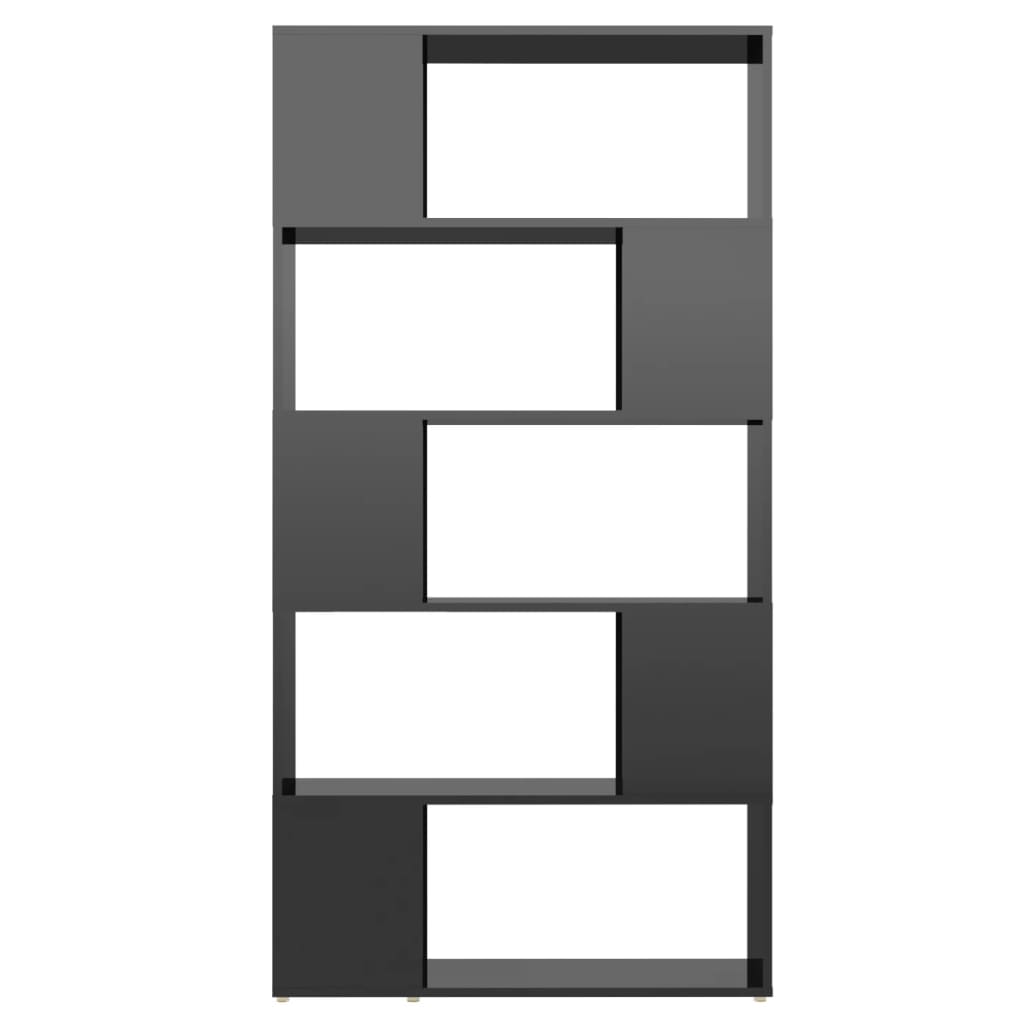 vidaXL Knjižna omara za razdelitev prostora sijaj črna 80x24x155 cm