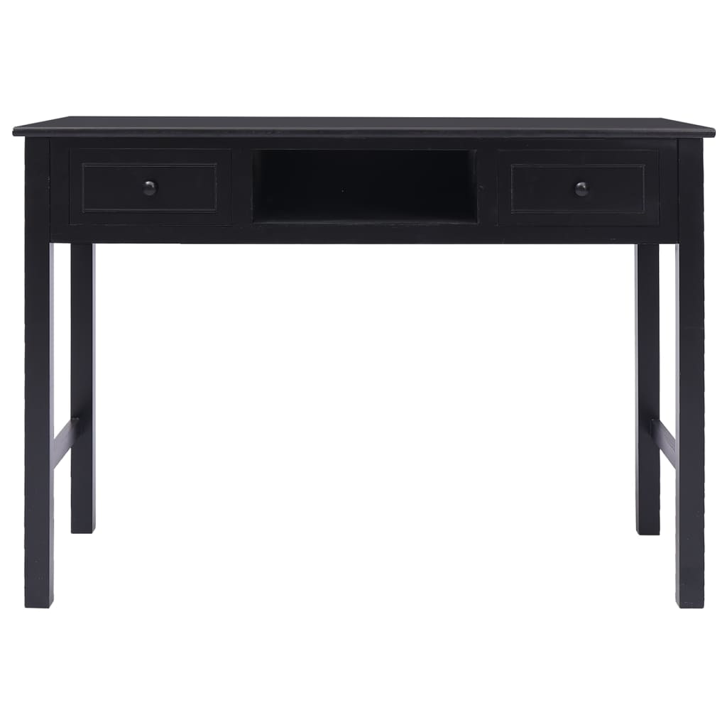 vidaXL Pisalna miza črna 108x45x76 cm trden les pavlovnije