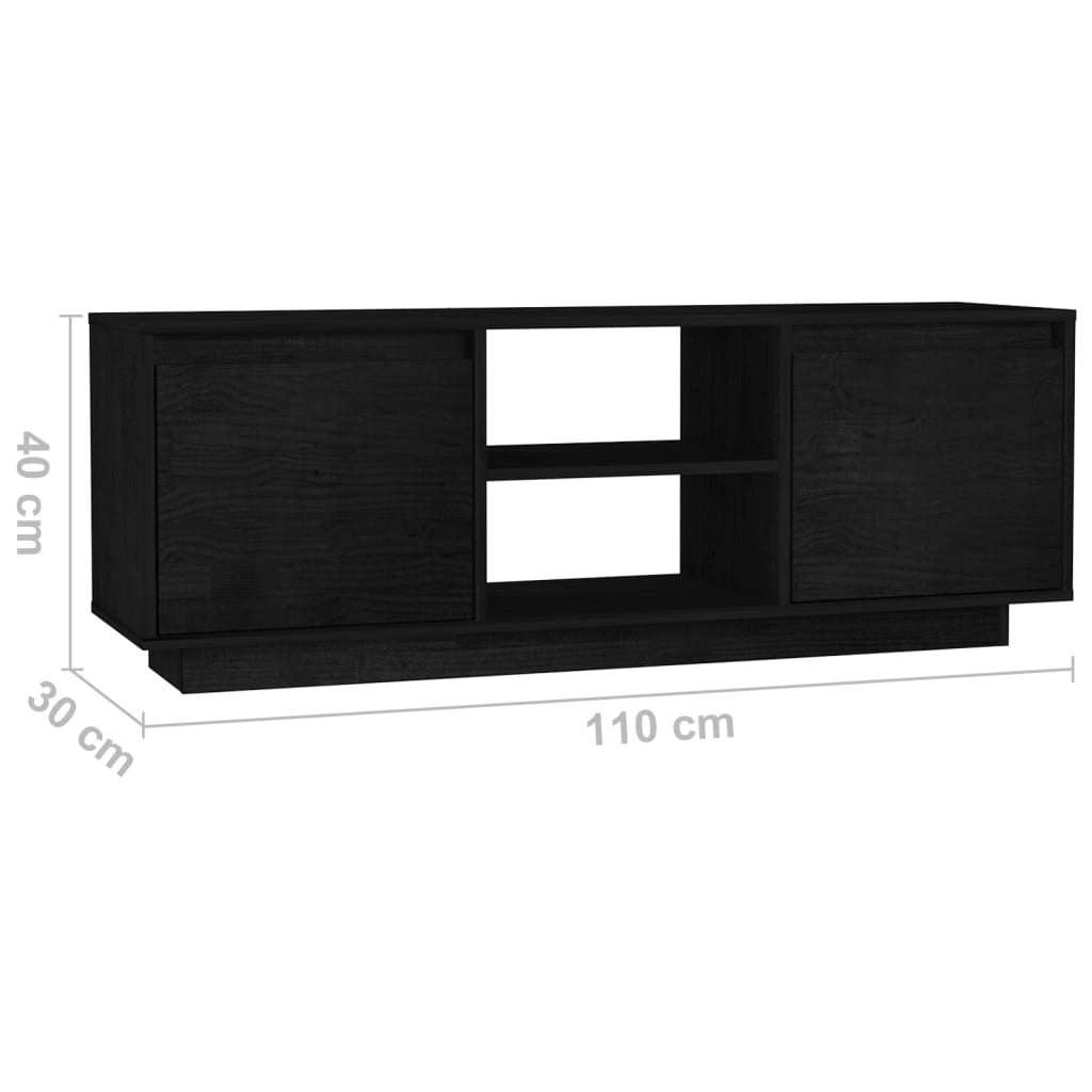 vidaXL TV omarica črna 110x30x40 cm trdna borovina