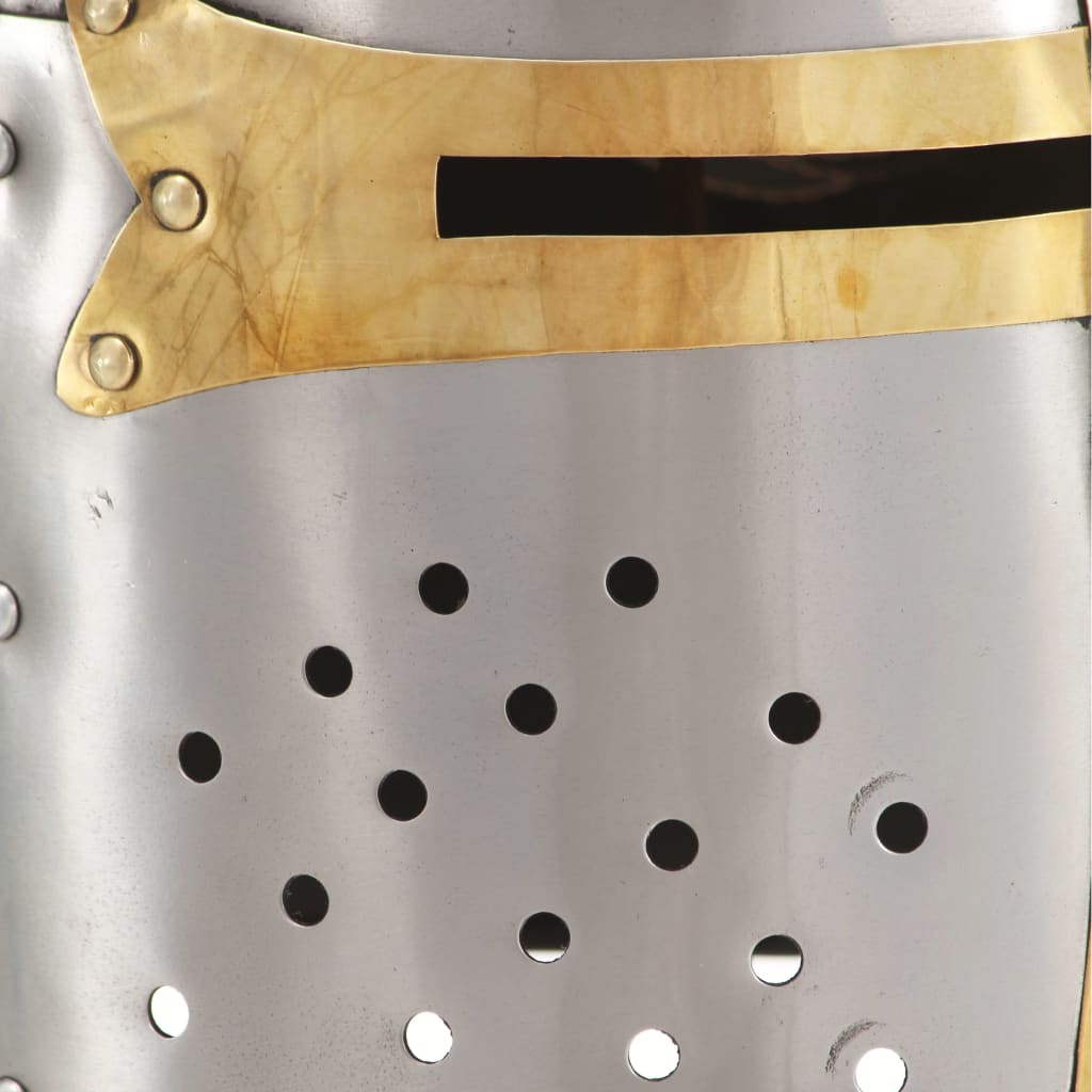 vidaXL Srednjeveška križarska viteška čelada kopija LARP srebrno jeklo