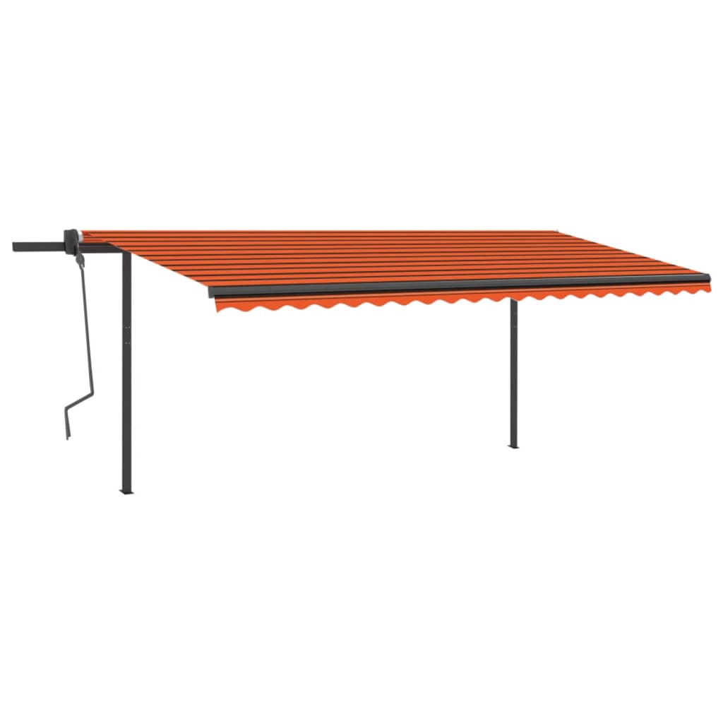 vidaXL Ročno zložljiva tenda z LED lučkami 5x3 m oranžna in rjava
